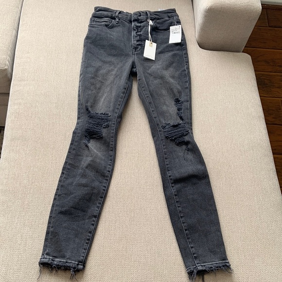 Good American Denim - NWT Good American Good Waist Raw Step Hem size 27 Black